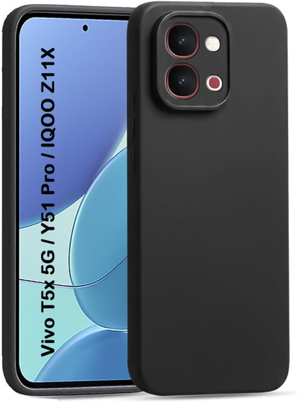 Mobile Back Cover Pouch for vivo T5x 5G, vivo Y51 Pro 5G, IQOO Z11x 5G(Black, Shock Proof, Rubber)