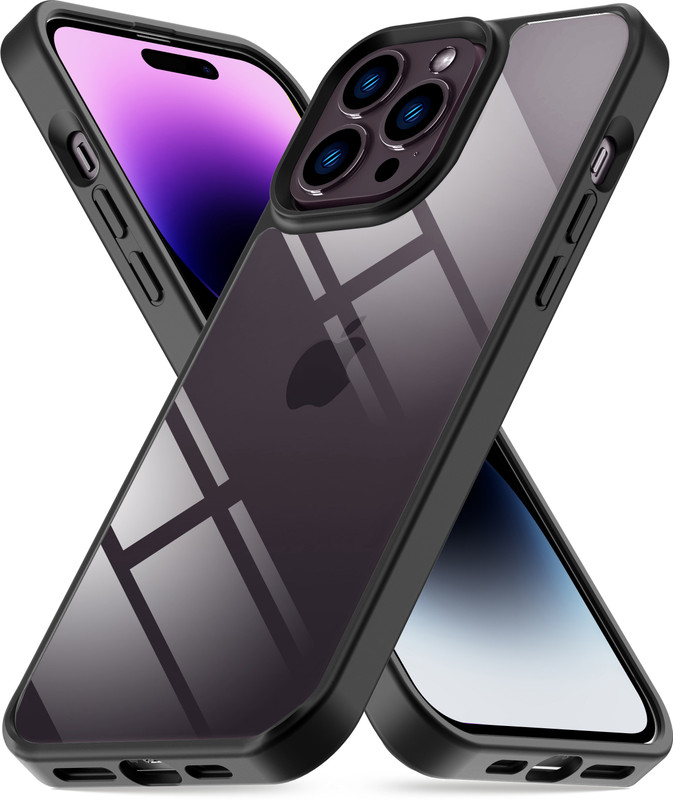 CZARTECH Back Cover for Apple iPhone 14 Pro Max(Transparent, Black, Shock Proof, Pack of: 1)