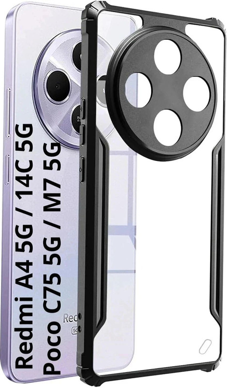 EITANSHA CREATION Back Cover for REDMI A4 5G, Redmi 14C 5G, POCO M7 5G, POCO C75 5G(Black, Shock Proof, Polycarbonate, Thermoplastic Polyurethane, Pack of: 1)