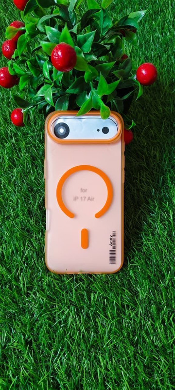 ALBiTraders Back Cover for iPhone 17 Air transparent back case orange colour max sef compatible(White, Electroplated, Silicon, Pack of: 1)