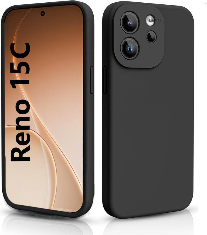 Lustree Back Cover for OPPO Reno 15C 5G sleek and slim silicon case for OPPO Reno 15C 5G(Black, Shock Proof, Silicon, Pack of: 1)