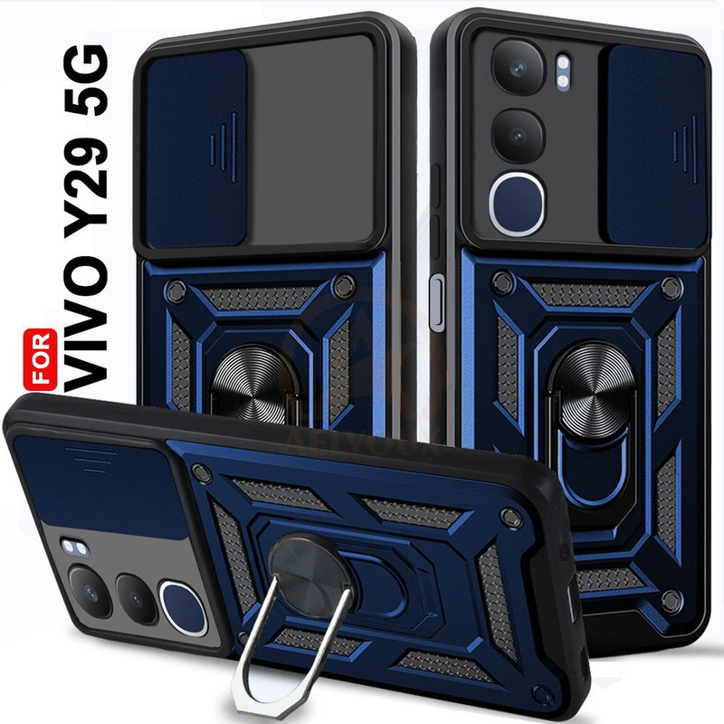 AelVouX Back Cover for vivo Y29 5G(Blue, Ring Case, Pack of: 1)
