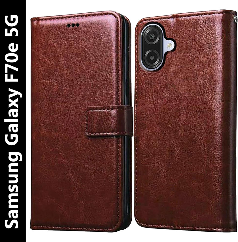 ADI Creations Back Cover for Samsung Galaxy F70e 5G(Brown, Camera Bump Protector, Artificial Leather, Pack of: 1)