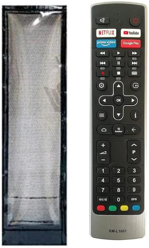 LUNAGARIYA Flip Cover for Protective Cover for Universal VU Smart TV Remote RM-L1661(Black, Artificial Leather)