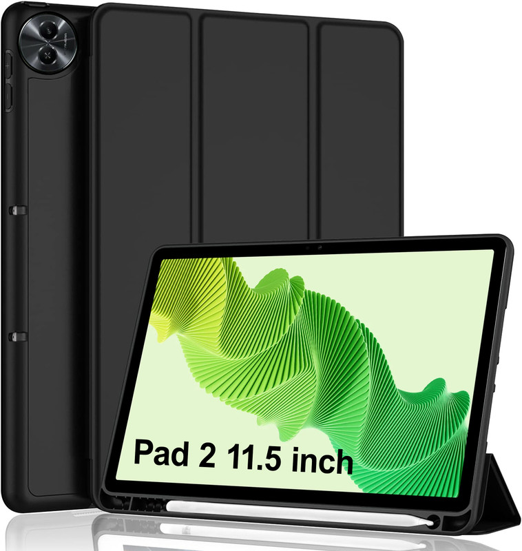 TGK Flip Cover for Realme Pad 2 11.5 inch(Black, Cases with Holder, Leather, Thermoplastic Polyurethane, Silicon, Pack of: 1)