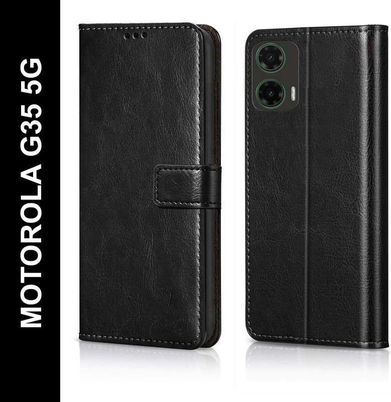 Cockcrow Flip Cover for MOTOROLA G35 5G::Moto G35 5G(Black, Shock Proof, Leather, Pack of: 1)