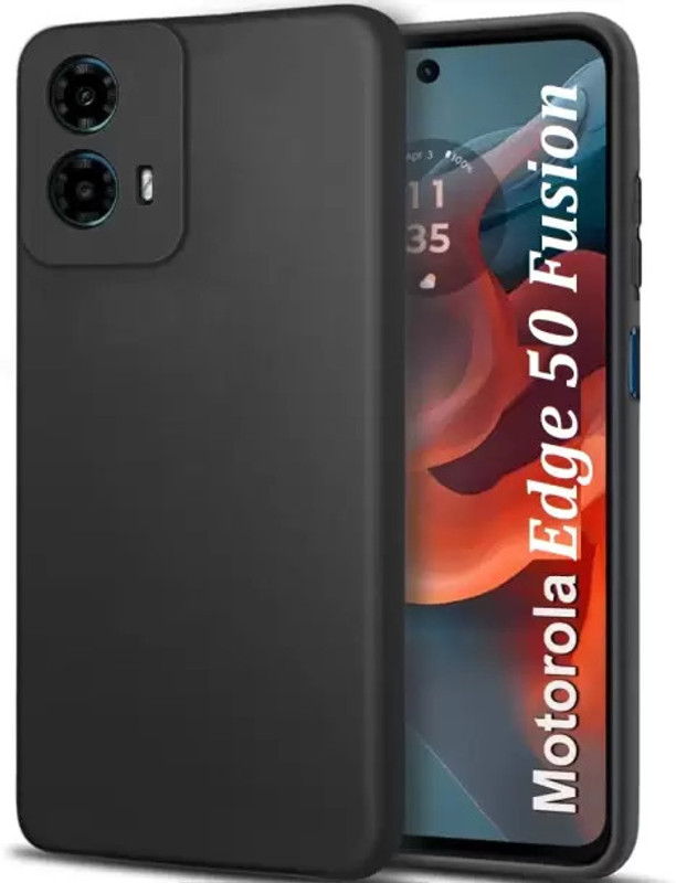 Mobile Case Cover Pouch for Motorola Edge 50 Fusion, Moto Edge 50 Fusion best Quality Back Cover(Black, Camera Bump Protector, Silicon, Pack of: 1)