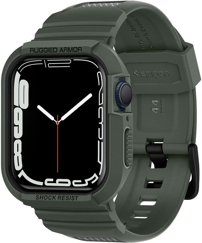 Spigen Rugged Armor Pro Cover Case Compatible with Apple Watch Series 7 (45mm) | Series 6 | SE | Series 5 | Series 4 (44mm)(Green)