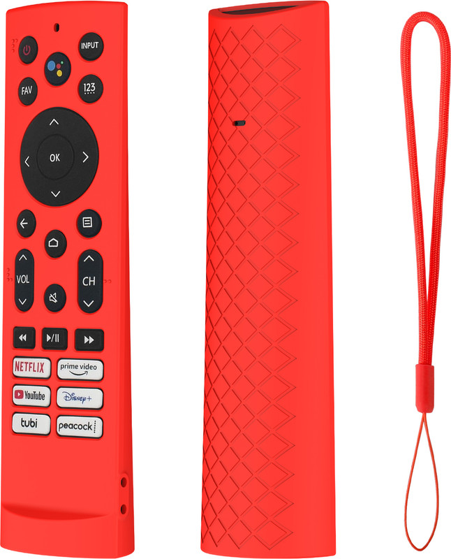 Cotbolt Front & Back Case for Hisense Smart Tv Remote VU GOLED Tv Remote Cover(Red, Silicon)