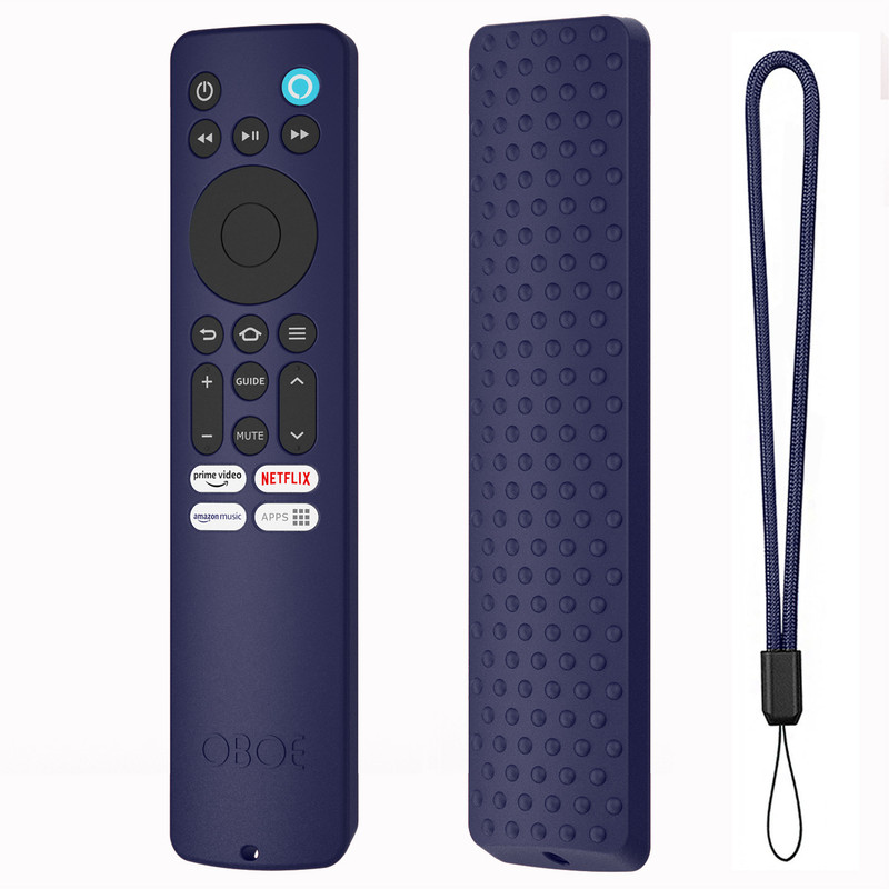 Oboe Front & Back Case for Redmi Smart Fire TV 32 Redmi Fire TV 4k 43 inches TV Remote Protective Case with Lanyard(Black, Shock Proof, Silicon, Pack of: 1)
