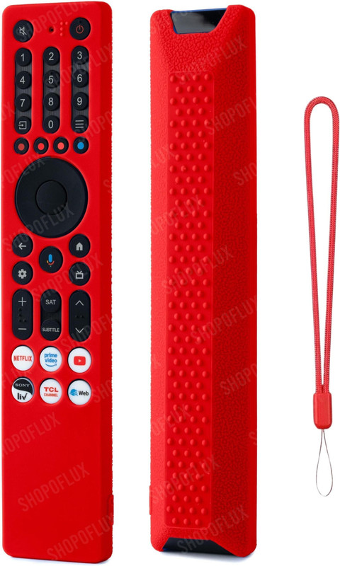 Shopoflux Front & Back Case for Silicone Remote Cover for TCL Tv Remote Protective Case with Lanyard(Red, Dual Protection, Silicon, Pack of: 1)