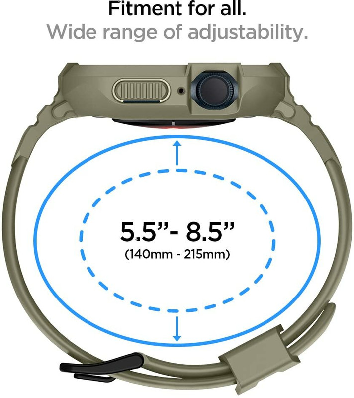 Spigen Rugged Armor Cover Case for Apple Watch Series 9/8/7 (45mm) | Series SE2/6/SE/5/4 (44mm) - Black(Black)