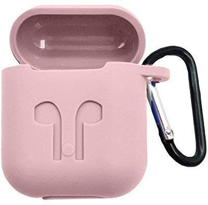 J Front & Back Case for Tpu Shockproof Cover with Carabiner Hook For AirPod 1 & 2 (Airpod Not Included )(Pink, Silicon)