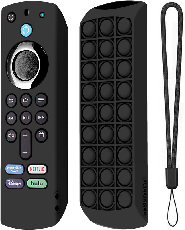 CALDIPREE Front & Back Case for Fire TV Stick 3rd Gen 2021 Alexa Voice Remote Cover(Black, Silicon)