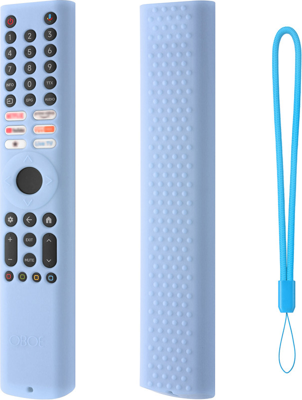 Oboe Front & Back Case for Xiaomi Mi Tv FX Series Remote XMRM-21 Protective Cover with Lanyard [Remote NOT Included](Blue, Shock Proof, Silicon, Pack of: 1)