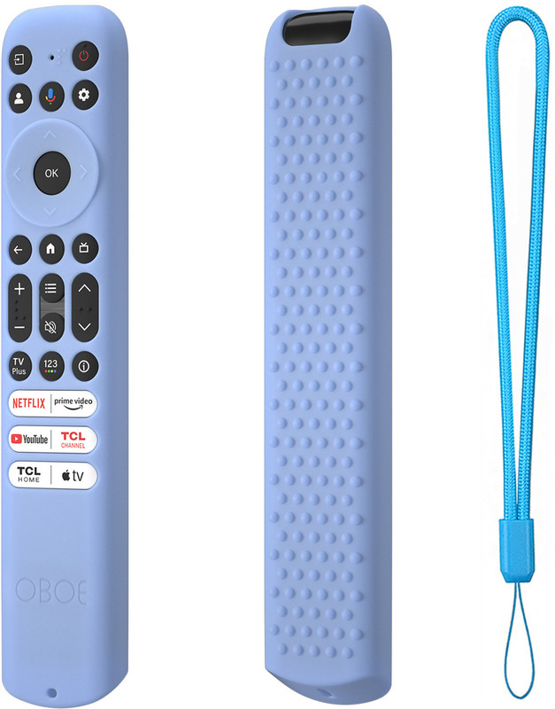 Oboe Front & Back Case for TCL TV Remote 2024 Model / TCL TV V6B SERIES QLED Remote Protective Cover with Lanyard(Grey, Shock Proof, Silicon, Pack of: 1)