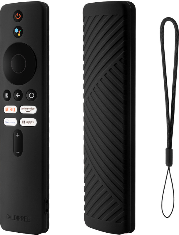 CALDIPREE Front & Back Case for Redmi Xiaomi MI Smart TV Remote Control Silicone Cover with Loop(Black, Silicon)