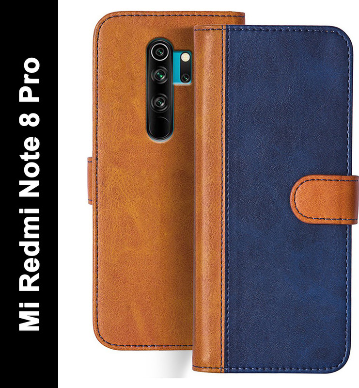 Flipkart SmartBuy Flip Cover for Mi Redmi Note 8 Pro(Brown, Blue, Dual Protection, Artificial Leather, Pack of: 1)