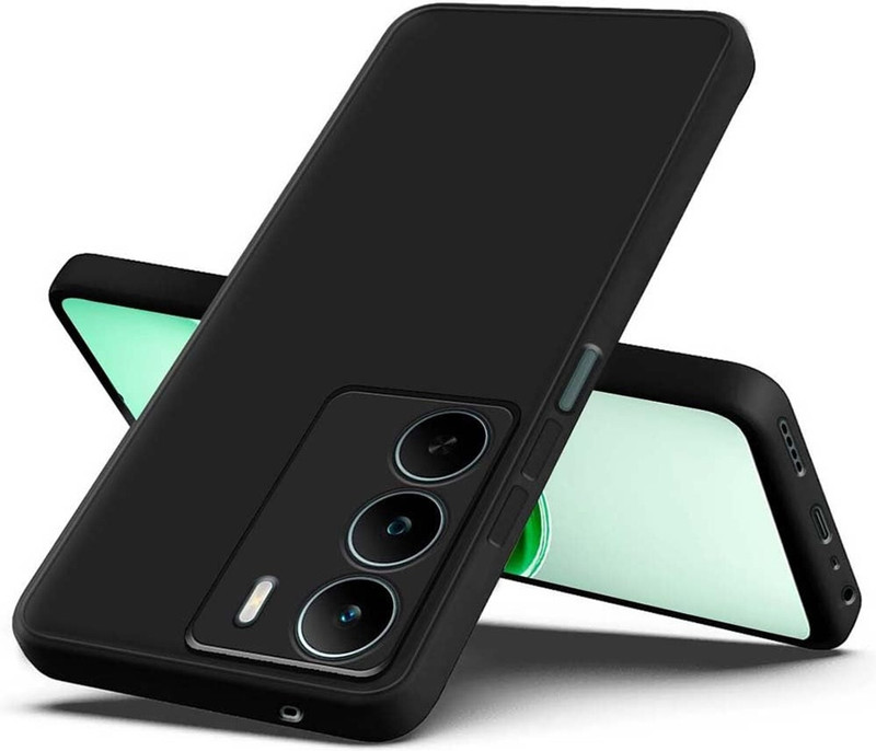 Mobile Case Cover Pouch for Realme P3 Lite 5G(Black, Flexible, Silicon, Pack of: 1)