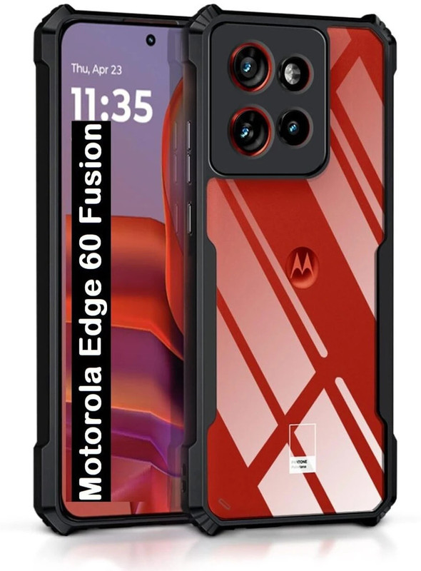 Mobile Back Cover Pouch for MOTOROLA Edge 60 Fusion 5G(Black, Transparent, Grip Case)