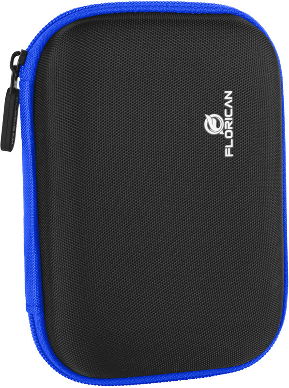 FLORICAN Pouch for HDDs | Shockproof Hard Disk Case |(Black, Blue, Artificial Leather, Pack of: 1)