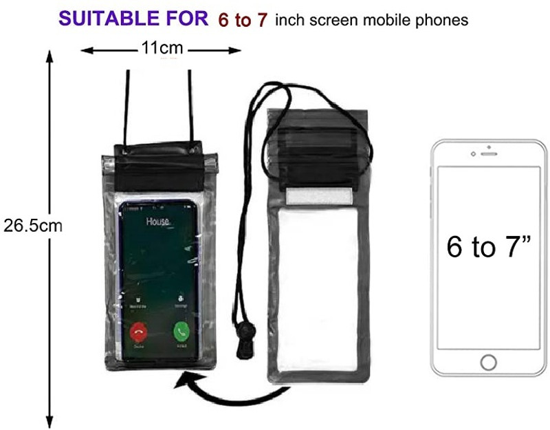 Sansuka Pouch for Mobile phones, andriod and iphones(Transparent, Red, Waterproof, Thermoplastic Polyurethane, Pack of: 1)