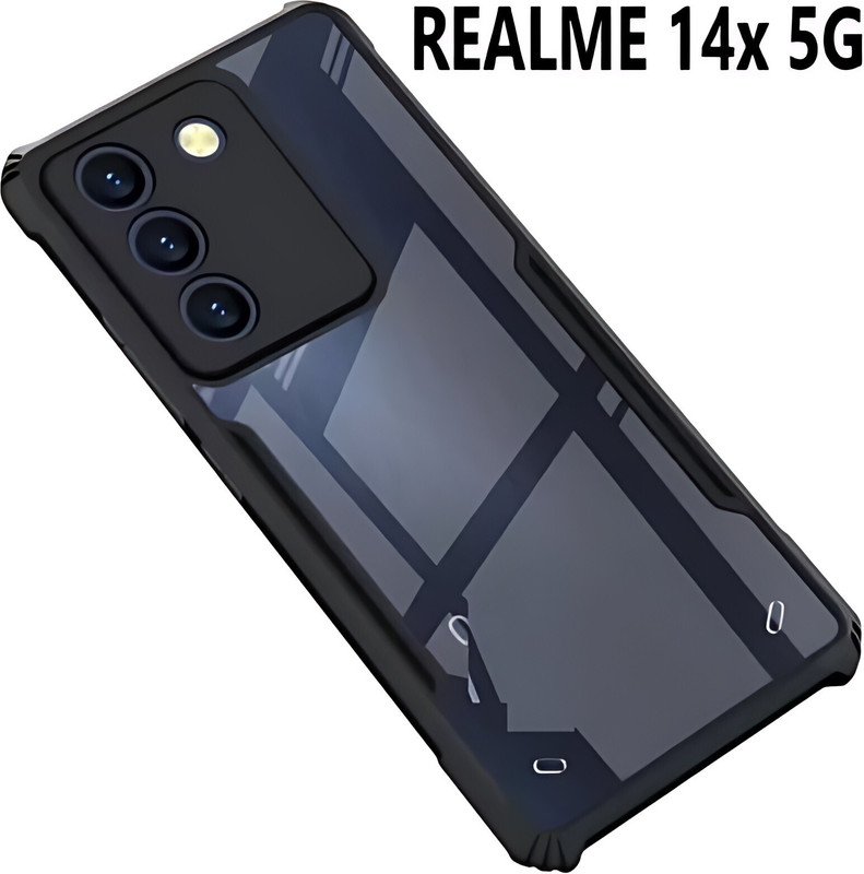 Techforce Pouch for Realme P3x / Realme Narzo 80x / Realme 14x / Realme Narzo 80 Lite 5G, ip64(Black, Transparent, Flexible, Rubber, Plastic, Pack of: 1)