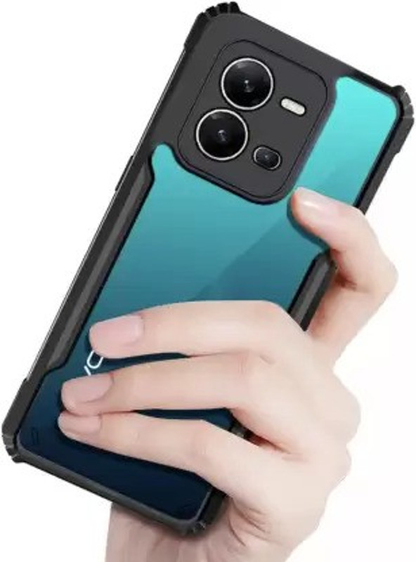Sarju Pouch for Vivo Y29 5G, Vivo Y19S(Transparent, Black, Camera Bump Protector, Rubber, Plastic, Pack of: 1)