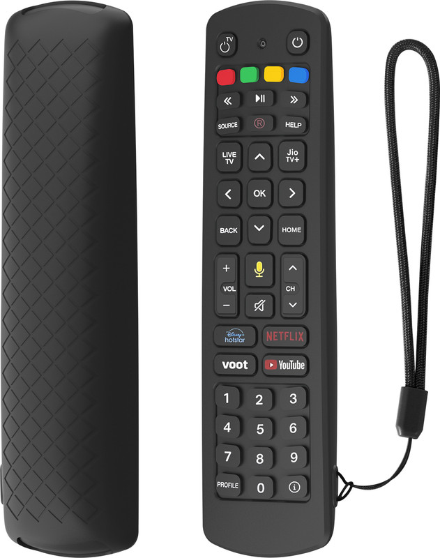 RAYA Protective Case for Jio TV Remote Cover with Lanyard [Remote NOT Included](Black, Silicon, Pack of: 1)