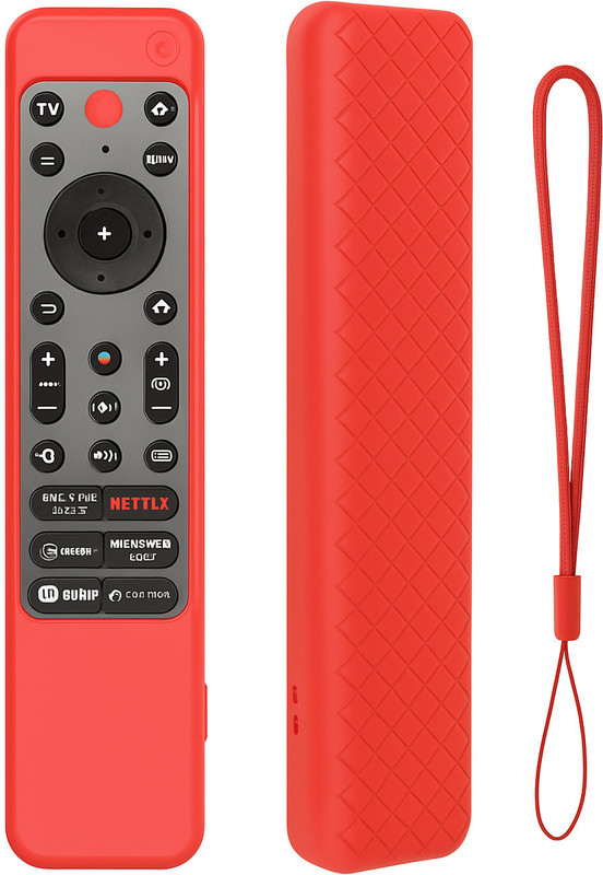 RAYA Protective Case for Sony Smart TV 2022 Voice Remote RMF-TX 800U RMF-TX 900U Silicone Remote Cover with Lanyard(Red, Silicon, Pack of: 1)