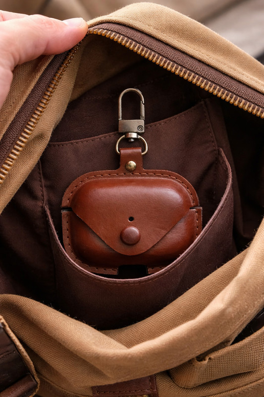 e store express Protective Case for Premium Leather AirPods Case Cover with Keychain Hook Compatible with AirPods 1/2/3/Pro |(Brown, Leather, Pack of: 1)