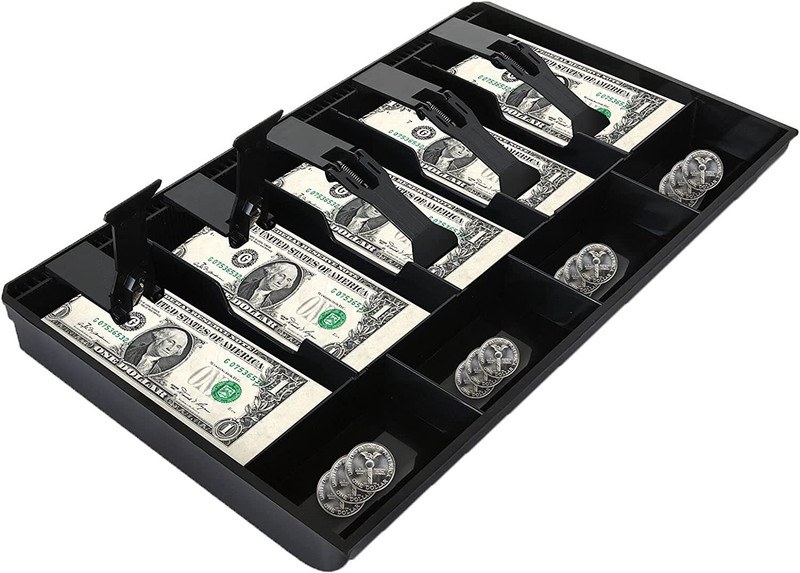 SAMJU Money Tray Cash Register Drawer 5 Bills 4 Coins Compartments counter Cash Box(9 Compartments)