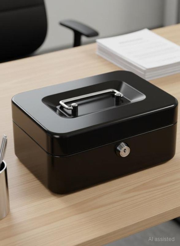 Betlex 8 Inch Cash Box with Key and Note and Coin Compartments | Cash Box with Lock Safe Locker(Key Lock)