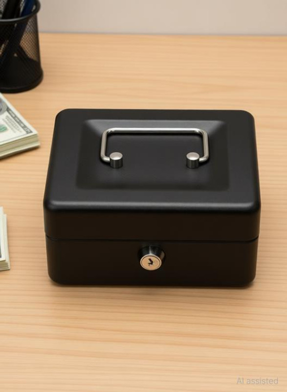 Smitex Cash Box with Combination Lock Safe Durable Metal Money Box with Money Tray Cash Box(6 Compartments)