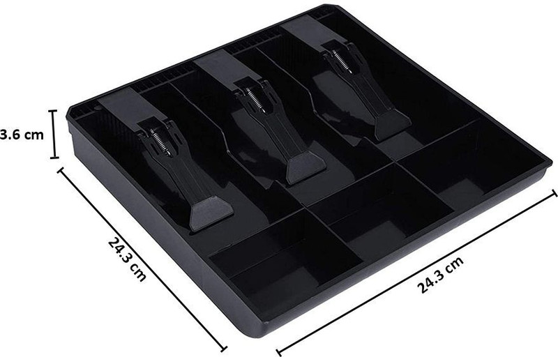 SUKHAD Plastic Cash Drawer 3 Bills 3 Coins ABS Cashier Storage Box Cash Box(6 Compartments)