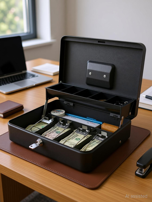 Onlyeasy Security Safe Metal Locker Box; Money Tray and Coin Cash Box(1 Compartments)