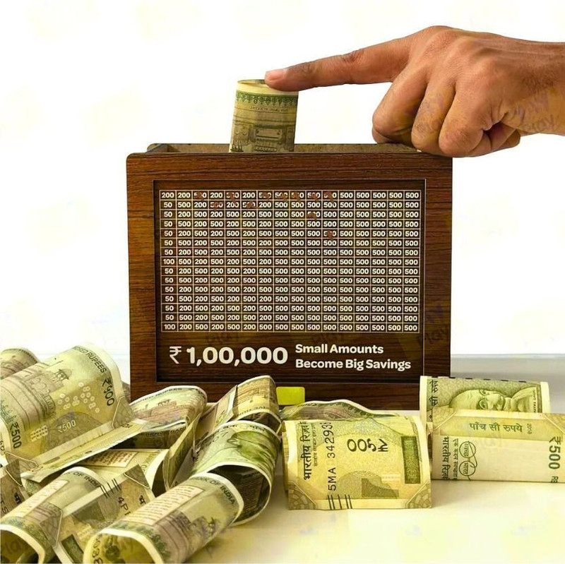 DLit Wooden Money/Piggy Bank Box for Kids| 1,00,000 Rs Coin Bank Cash Box(1 Compartments)