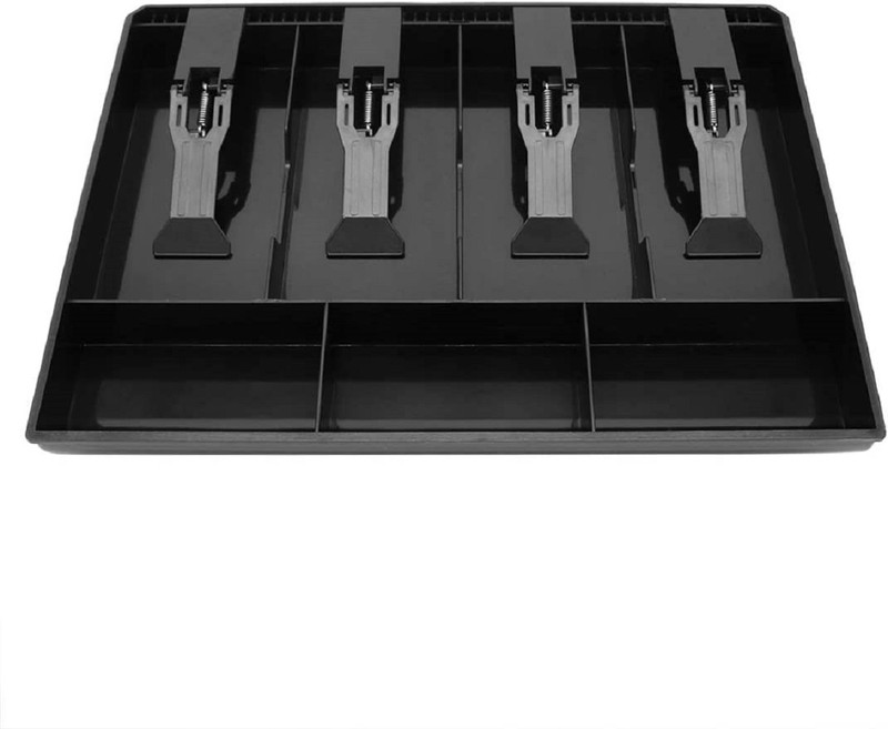 JEMICA Cash Register Drawer Tray with 4 Bill/3 Coin Compartments for Money Storage Cash Box(4 Compartments)
