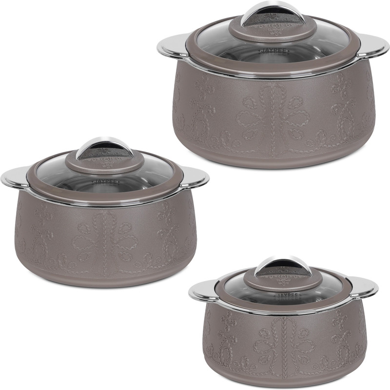 JAYPEE HOTFEAST Food Serving Set for Gifting Food Serve Hotpot Roti Box for Home Dining Pack of 3 Serve Casserole Set(800 ml, 1200 ml, 1500 ml)