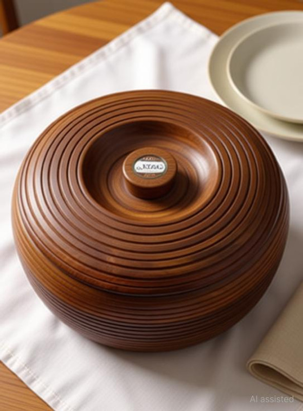 ViaZAID Wooden Casserole Chapati Roti Box Serving Hot Pot with Lid in round shape(9inch) Serve Casserole Set(1700 ml)