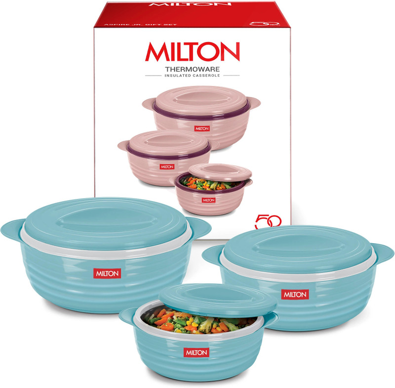 MILTON Aspire Jr. Set Inner Stainless Steel Casseroles Pack of 3 Serve Casserole(3000 ml)