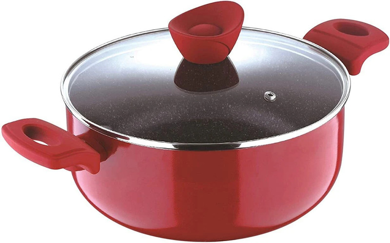 BERGNER Bellini Plus Press Non-Stick Casserole with Glass Lid & 24 cm Cook and Serve Casserole(4.2 L)