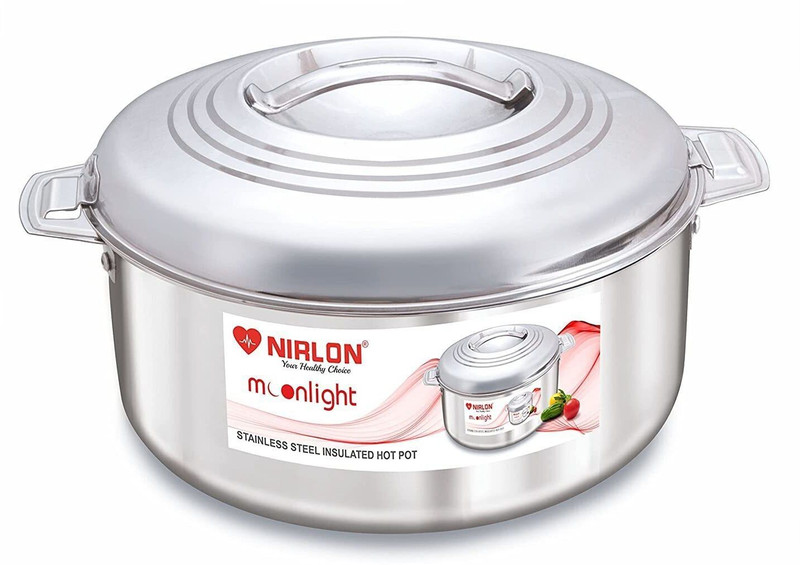 NIRLON Stainless Steel Double Wall Insulated Casserole with Steel Lid, 3.5 Liter Serve Casserole(3500 ml)