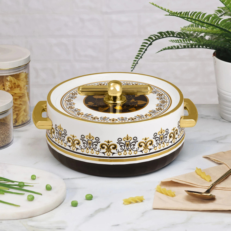 Selvel SELVEL-Elegance Royal Inner Steel Casserole Set of 3 Thermoware Casserole Set(1700 ml, 1200 ml, 600 ml)