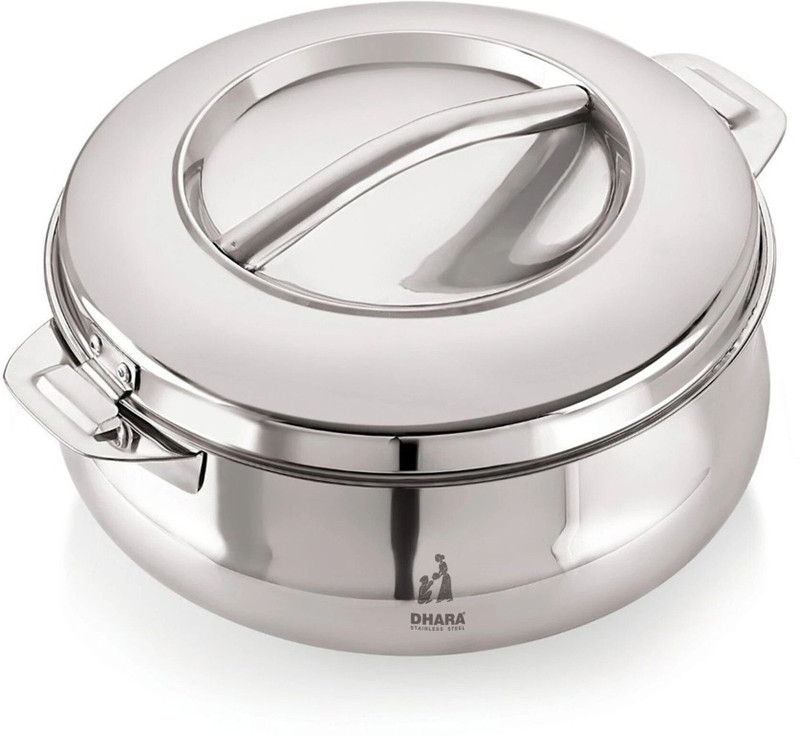Dhara Stainless Steel Handi 2500 PU Insulated Double Wall Casserole Silver Serve Casserole(1800 ml)