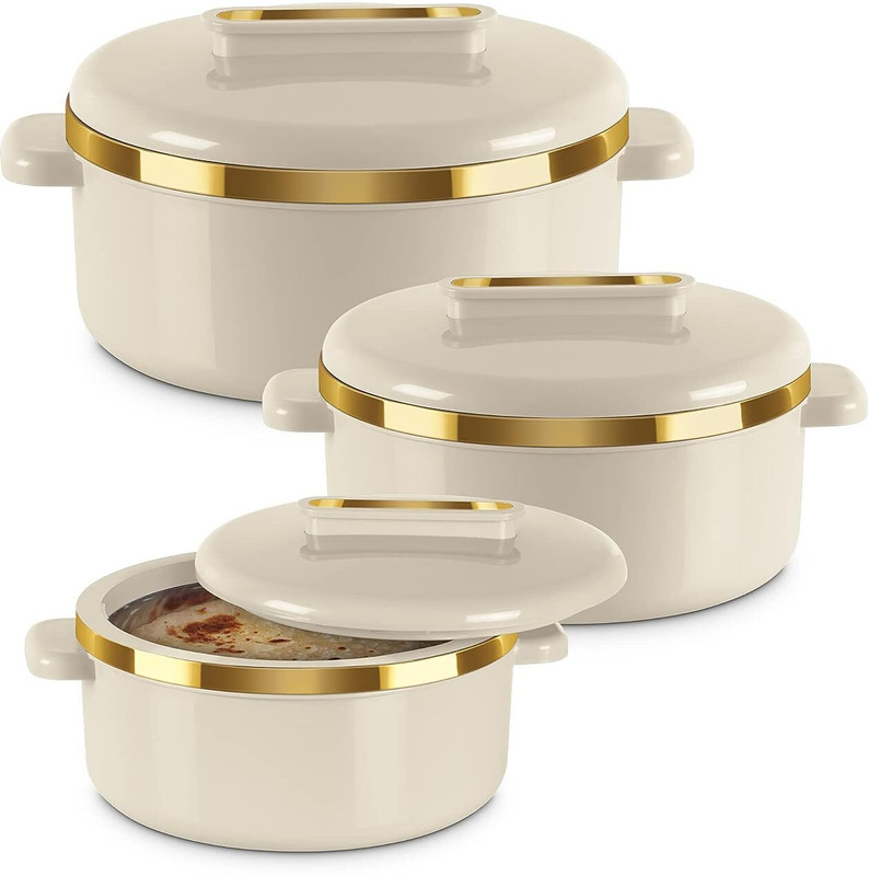 NAYASA NAYASA Coral Casserole Set Pack of 3 Thermoware Casserole Set(1500 ml, 1000 ml, 500 ml)