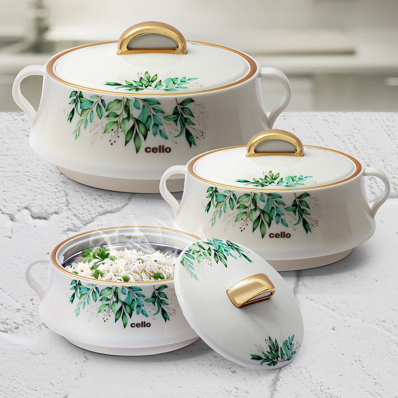 cello Midas Pack of 3 Thermoware Casserole Set(500 ml, 1000 ml, 1500 ml)