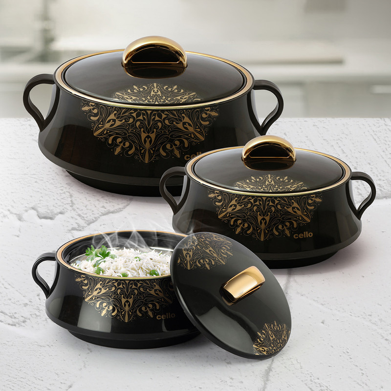 cello Midas (500+1000+1500) Pack of 3 Thermoware Casserole Set(500 ml, 1000 ml, 1500 ml)