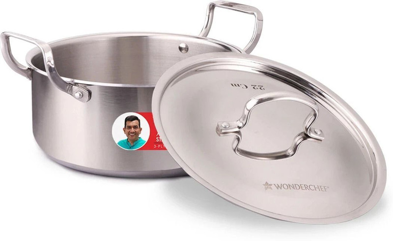 WONDERCHEF Stella Tri-Ply 24 cm Stainless Steel Lid & Cook and Serve Casserole(4500 ml)