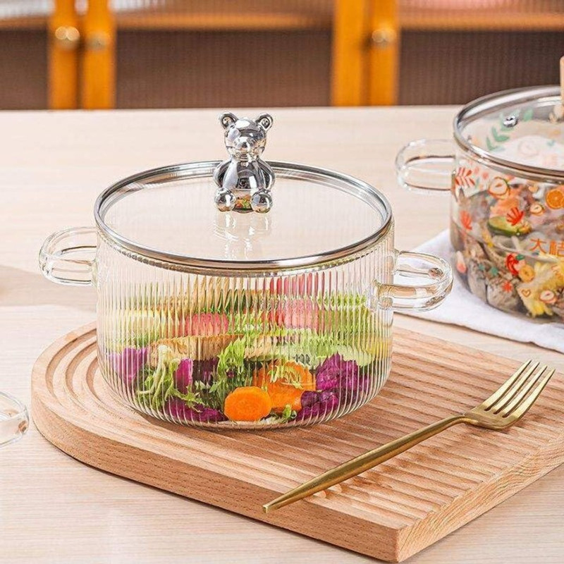 QPBM Glass Casserole with Lid, Serving Bowl, Kitchen cooking bowl Cook Cook and Serve Casserole(1600 ml)